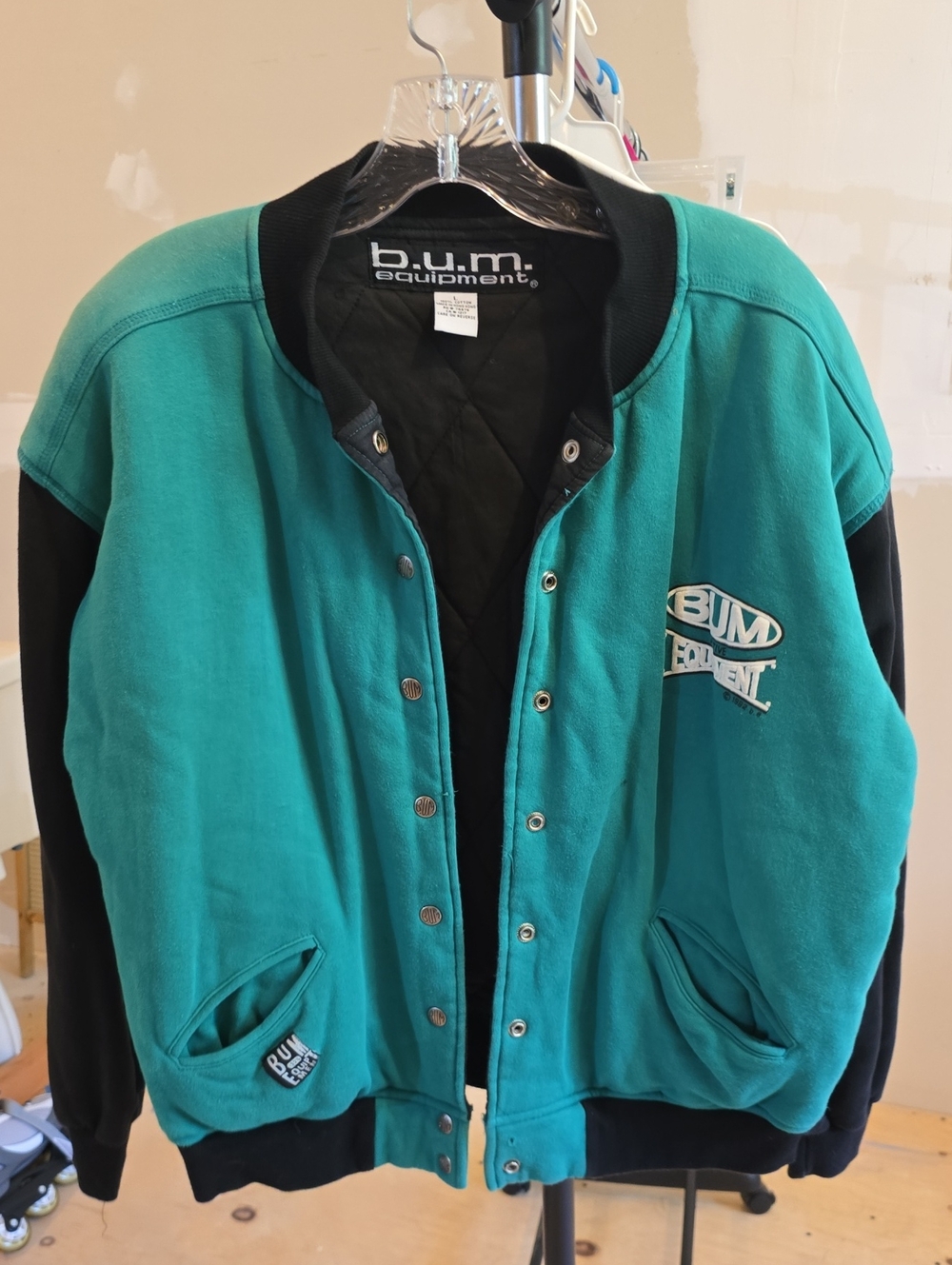 b.u.m. Equipment Teal & Black Varsity Jacket